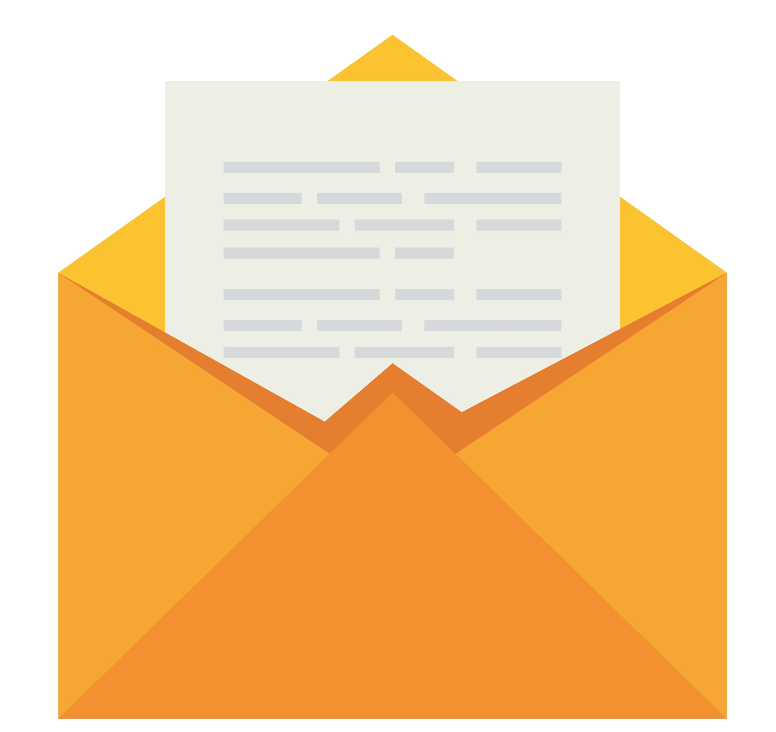 email with a yellow envelope icon isolated