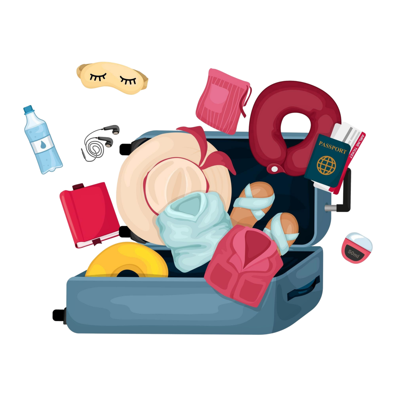 antibioest nl composition coloree bagages voyage fond blanc valise touristique ouverte pleine choses illustration vectorielle dessin anime