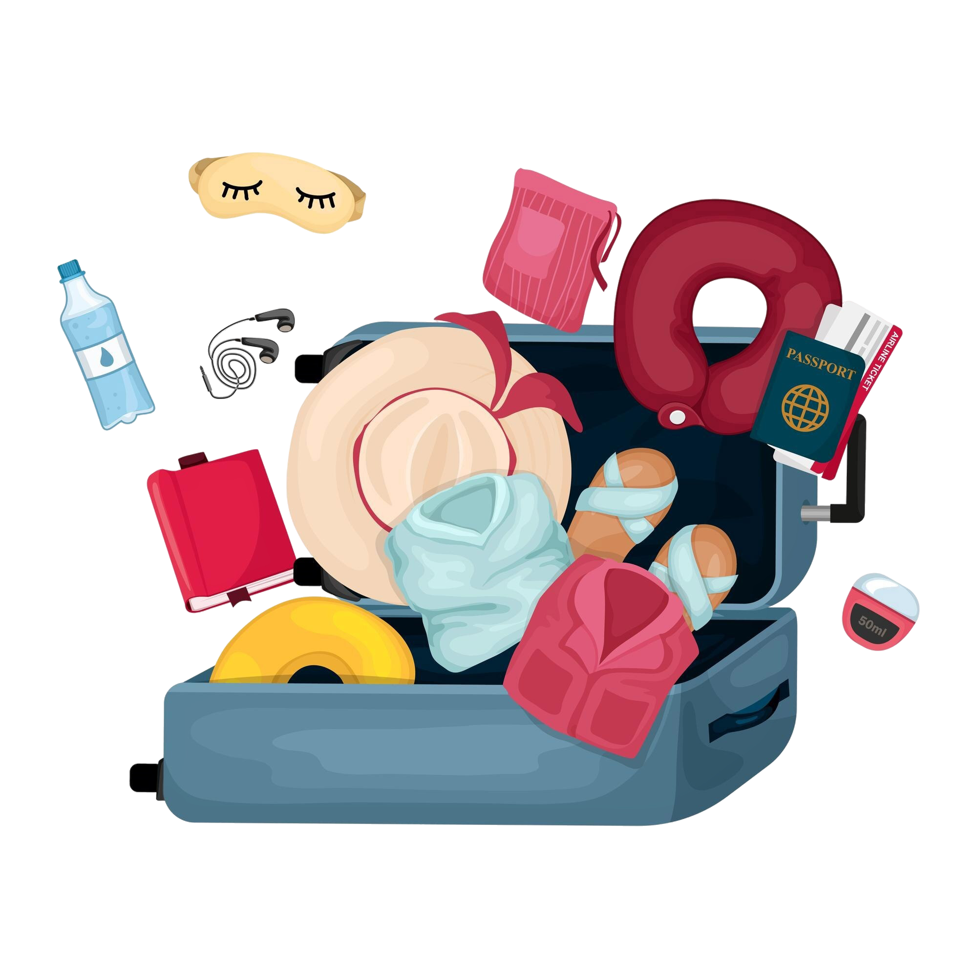 antibioest nl composition coloree bagages voyage fond blanc valise touristique ouverte pleine choses illustration vectorielle dessin anime